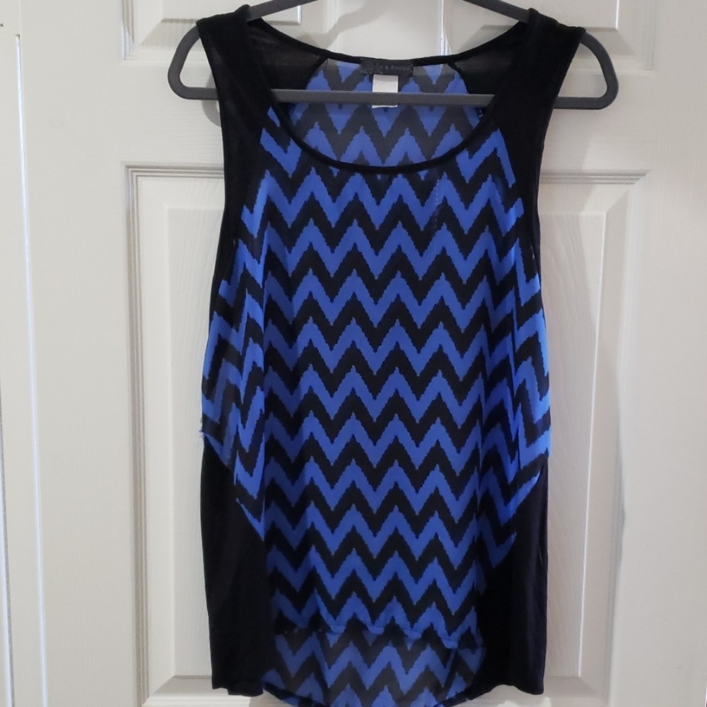 Blue/Black chevron tank top